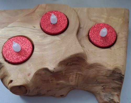 Terry, upcycled wooden candle holders.